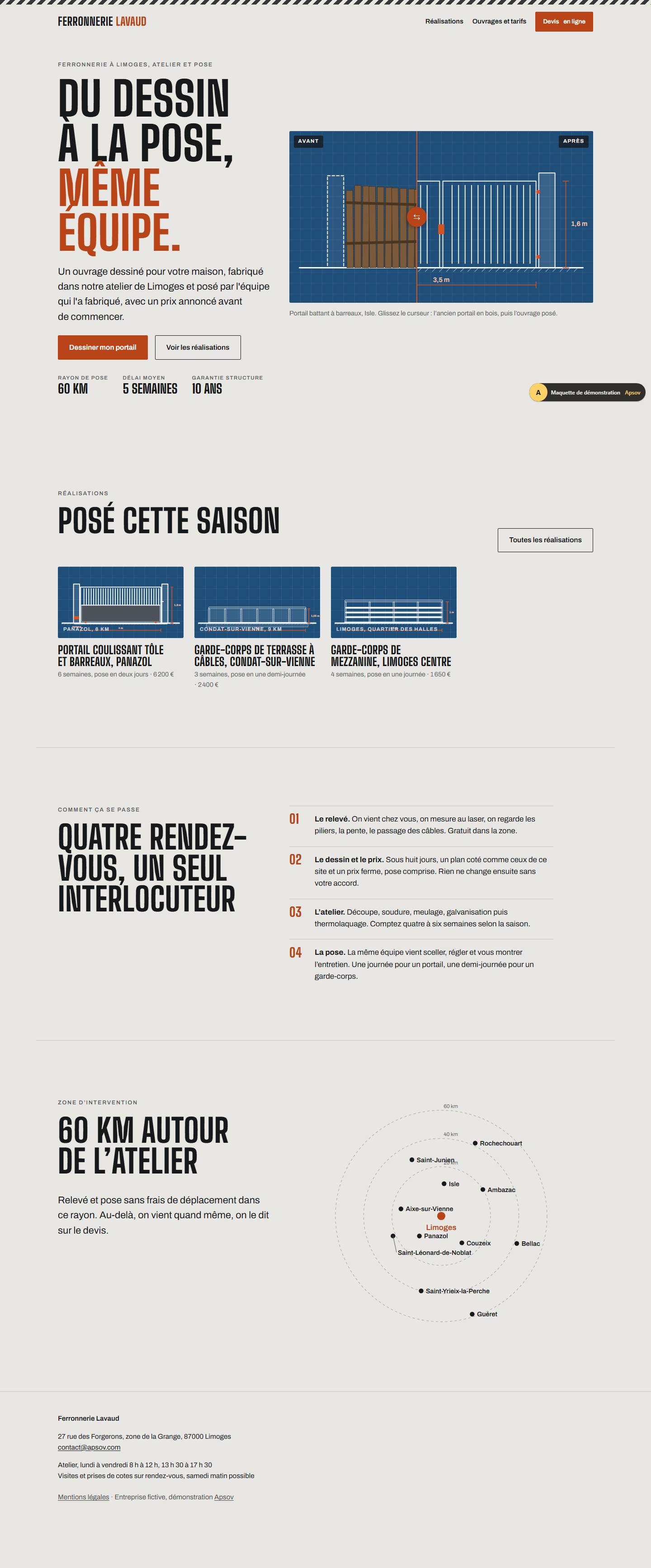 Page d’accueil de Ferronnerie Lavaud